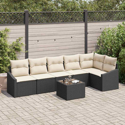 Garten Essgruppe mit Kissen mit Speicher 7 pcs Braun und Creme