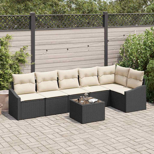 Garten Essgruppe mit Kissen mit Speicher 7 pcs Braun und Creme