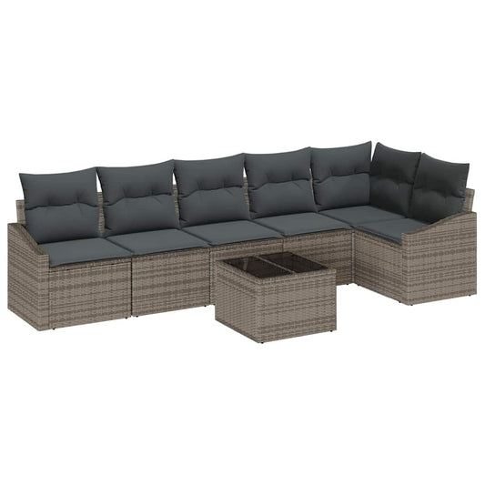 Garten Essgruppe mit Kissen mit Speicher 7 pcs Hellgrau