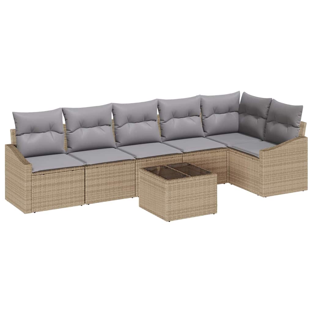 Garten Essgruppe mit Kissen mit Speicher 7 pcs Beige, Hellgrau