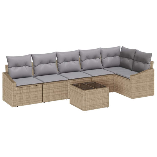 Garten Essgruppe mit Kissen mit Speicher 7 pcs Beige, Hellgrau