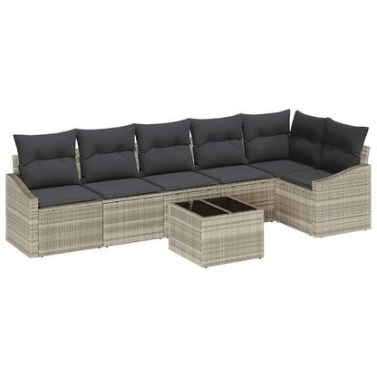 Garten Essgruppe mit Kissen mit Speicher 7 pcs Hellgrau