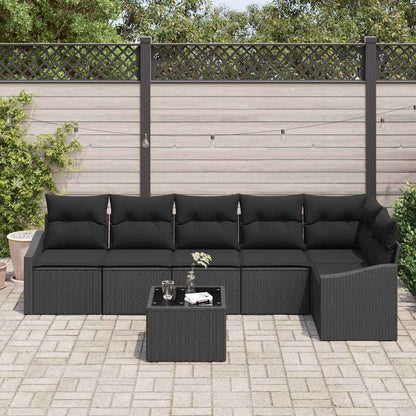 Garten Essgruppe mit Kissen mit Speicher 7 pcs Schwarz