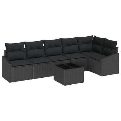 Garten Essgruppe mit Kissen mit Speicher 7 pcs Schwarz