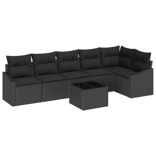 Garten Essgruppe mit Kissen mit Speicher 7 pcs Schwarz