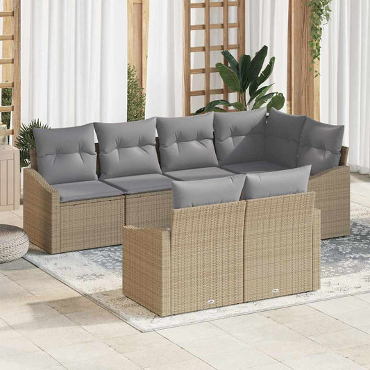 Garten Essgruppe mit Kissen mit Speicher 7 pcs Beige, Hellgrau