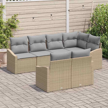 Garten Essgruppe mit Kissen mit Speicher 7 pcs Beige, Hellgrau