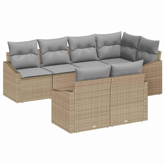Garten Essgruppe mit Kissen mit Speicher 7 pcs Beige, Hellgrau