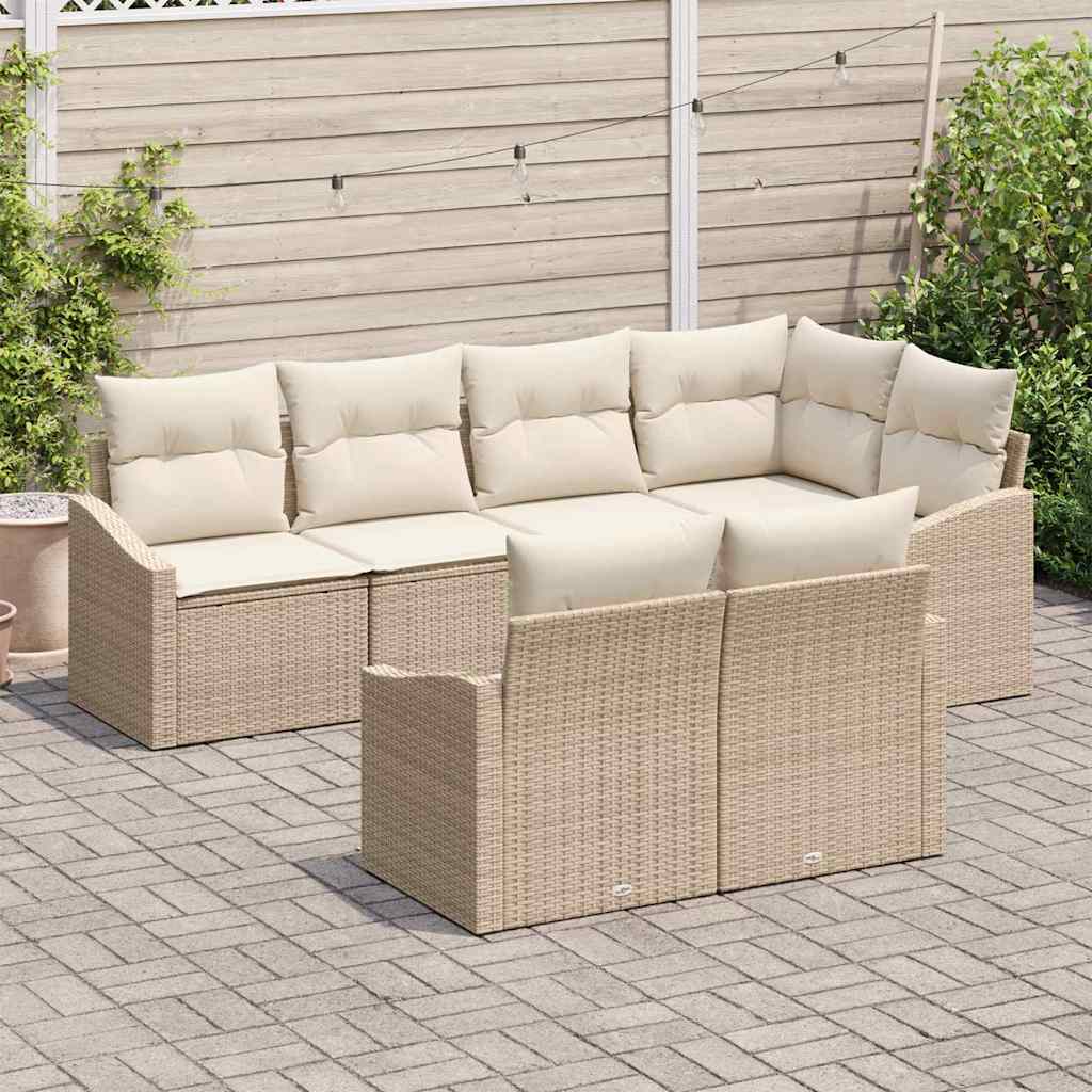 Garten Essgruppe mit Kissen mit Speicher 7 pcs Beige, Creme