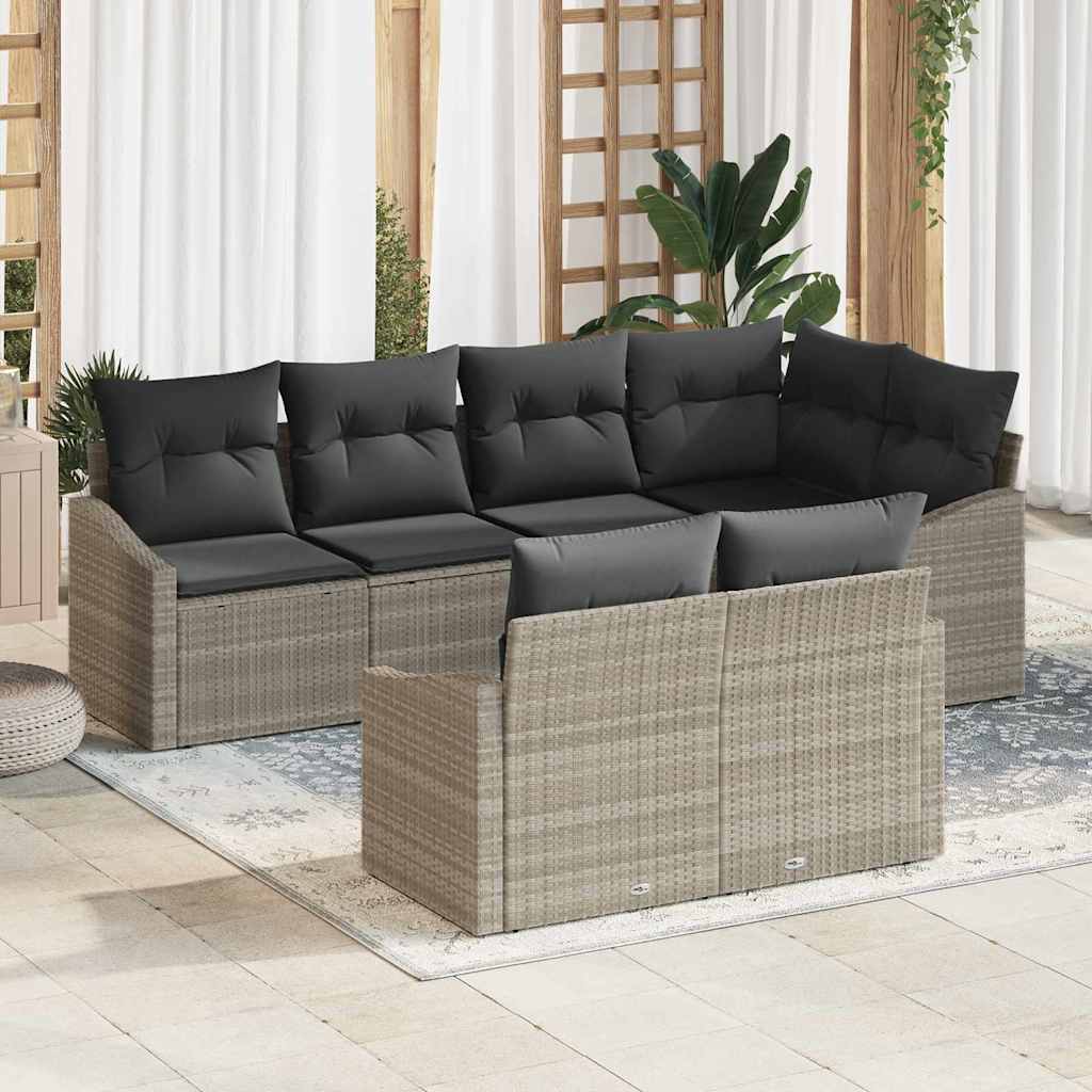 Garten Essgruppe mit Kissen mit Speicher 7 pcs Hellgrau