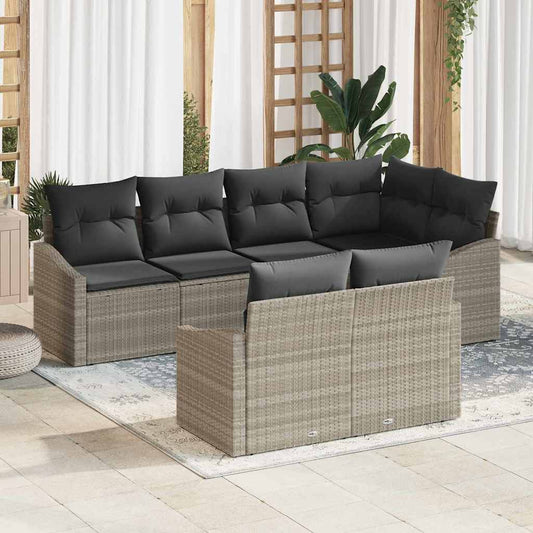 Garten Essgruppe mit Kissen mit Speicher 7 pcs Hellgrau