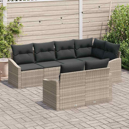 Garten Essgruppe mit Kissen mit Speicher 7 pcs Hellgrau