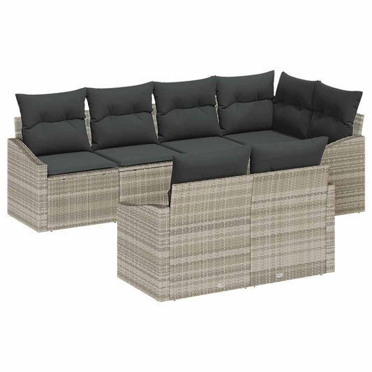 Garten Essgruppe mit Kissen mit Speicher 7 pcs Hellgrau