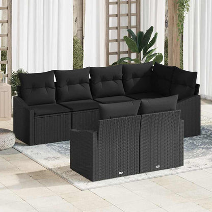 Garten Essgruppe mit Kissen mit Speicher 7 pcs Schwarz