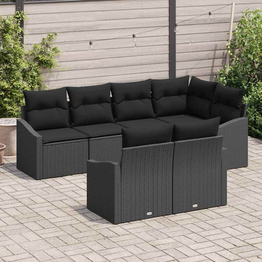 Garten Essgruppe mit Kissen mit Speicher 7 pcs Schwarz