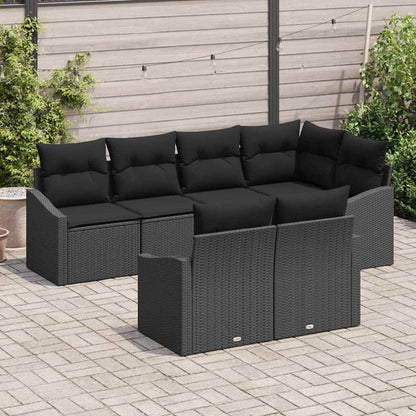 Garten Essgruppe mit Kissen mit Speicher 7 pcs Schwarz