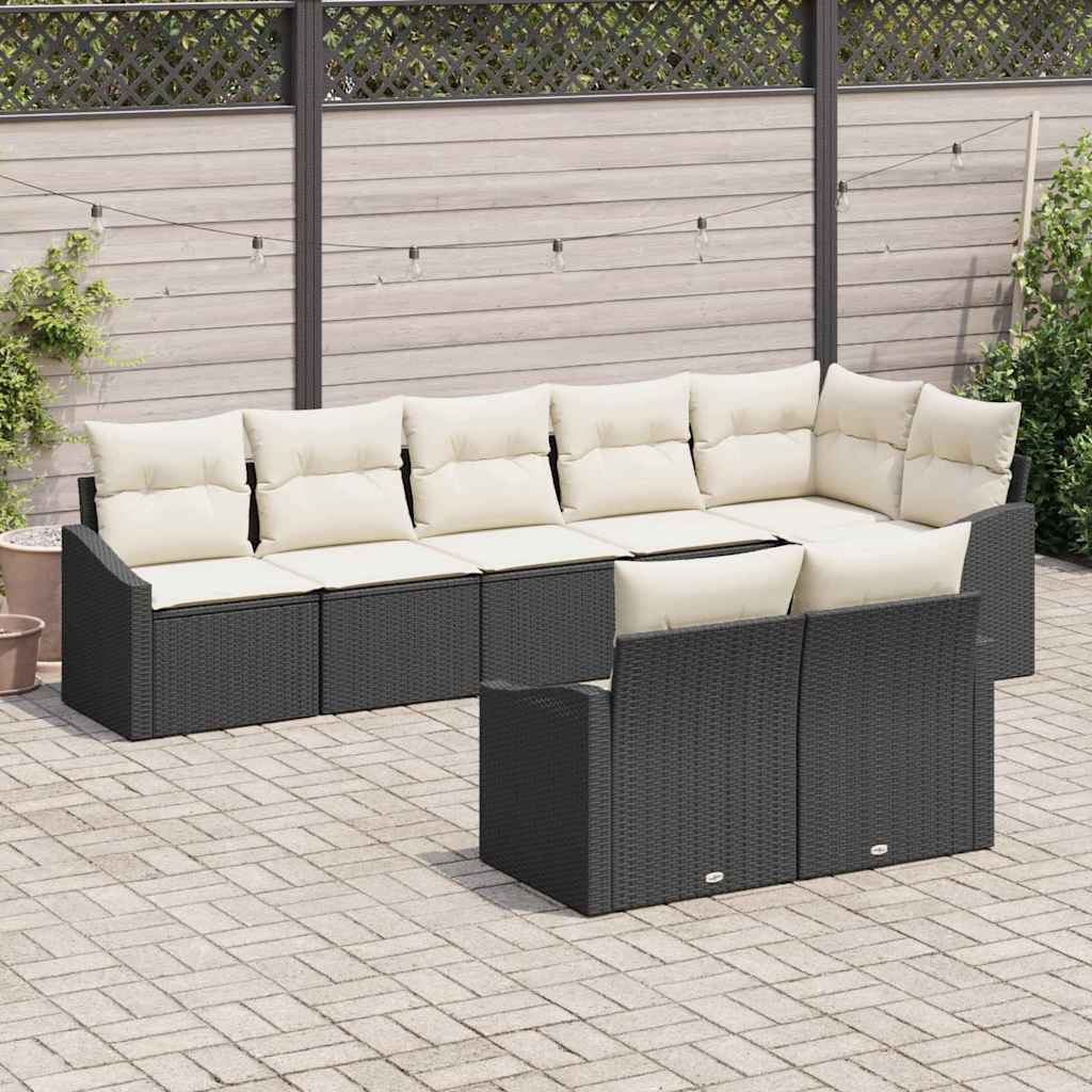 Garten Essgruppe mit Kissen 8 pcs Schwarz und Creme