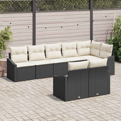 Garten Essgruppe mit Kissen 8 pcs Schwarz und Creme