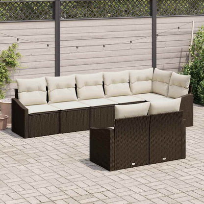 Garten Essgruppe mit Kissen mit Speicher 8 pcs Braun und Creme