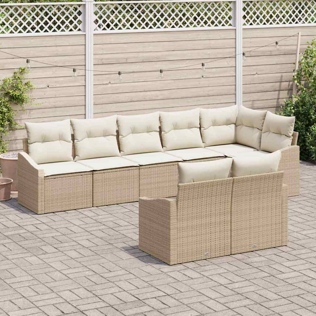 Garten Essgruppe mit Kissen mit Speicher 8 pcs Beige, Creme
