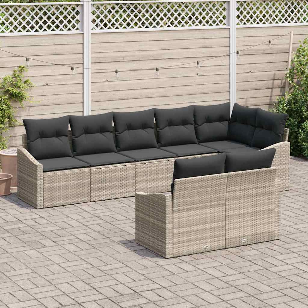 Garten Essgruppe mit Kissen mit Speicher 8 pcs Hellgrau