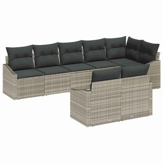 Garten Essgruppe mit Kissen mit Speicher 8 pcs Hellgrau
