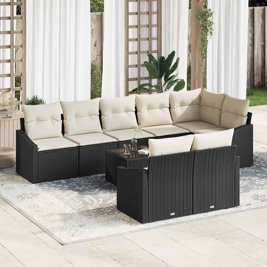 Garten Essgruppe mit Kissen mit Speicher 9 pcs Braun und Creme