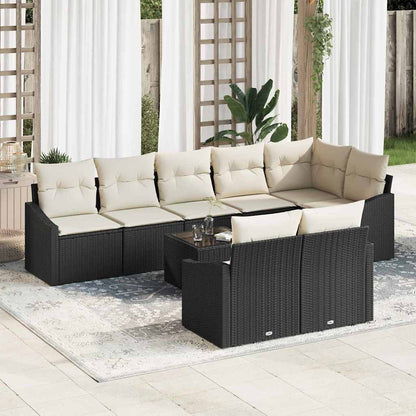 Garten Essgruppe mit Kissen mit Speicher 9 pcs Braun und Creme
