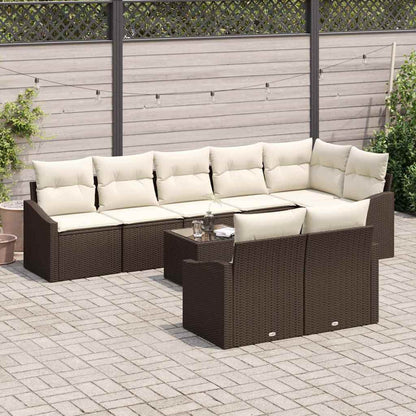 Garten Essgruppe mit Kissen mit Speicher 9 pcs Braun und Creme