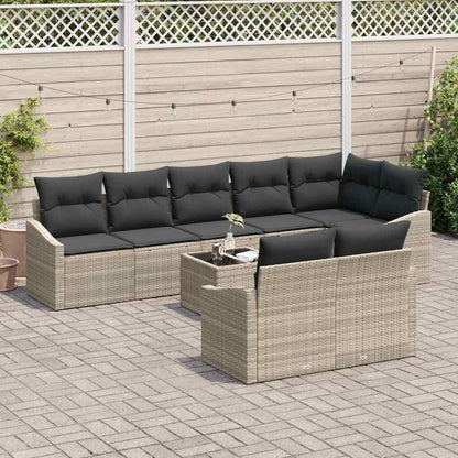 Garten Essgruppe mit Kissen mit Speicher 9 pcs Hellgrau