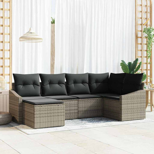 Garten Essgruppe mit Kissen mit Speicher 6 pcs Grau