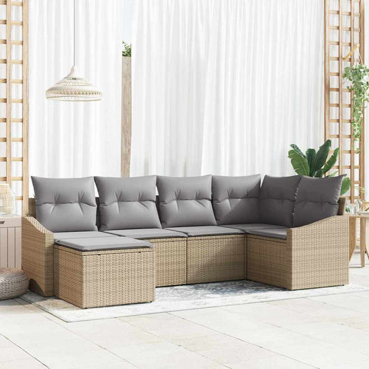 Garten Essgruppe mit Kissen mit Speicher 6 pcs Beige, Hellgrau