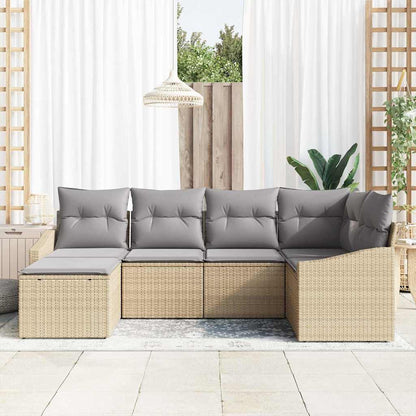 Garten Essgruppe mit Kissen mit Speicher 6 pcs Beige, Hellgrau