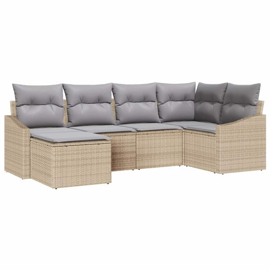 Garten Essgruppe mit Kissen mit Speicher 6 pcs Beige, Hellgrau