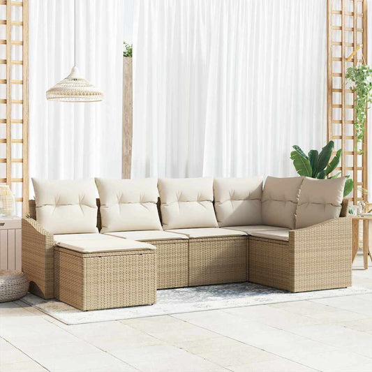 Garten Essgruppe mit Kissen mit Speicher 6 pcs Beige, Creme
