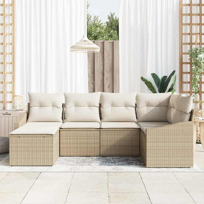 Garten Essgruppe mit Kissen mit Speicher 6 pcs Beige, Creme