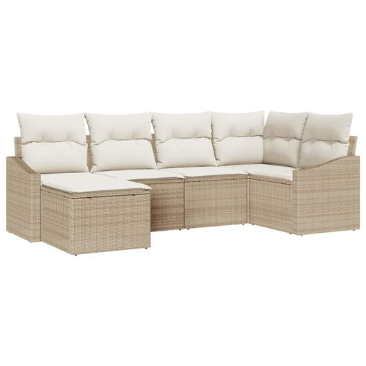 Garten Essgruppe mit Kissen mit Speicher 6 pcs Beige, Creme