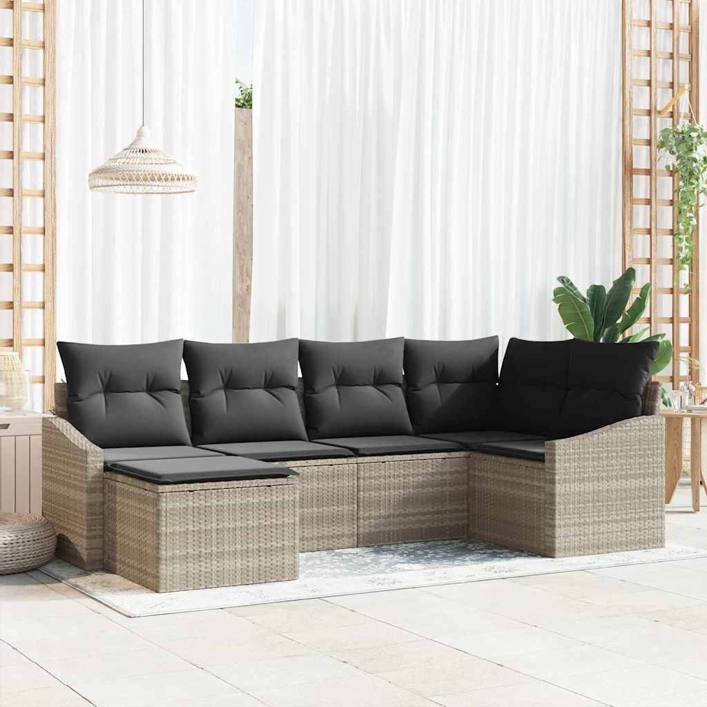 Garten Essgruppe mit Kissen mit Speicher 6 pcs Hellgrau