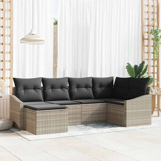 Garten Essgruppe mit Kissen mit Speicher 6 pcs Hellgrau