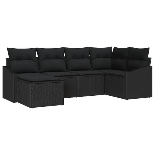 Garten Essgruppe mit Kissen mit Speicher 6 pcs Schwarz