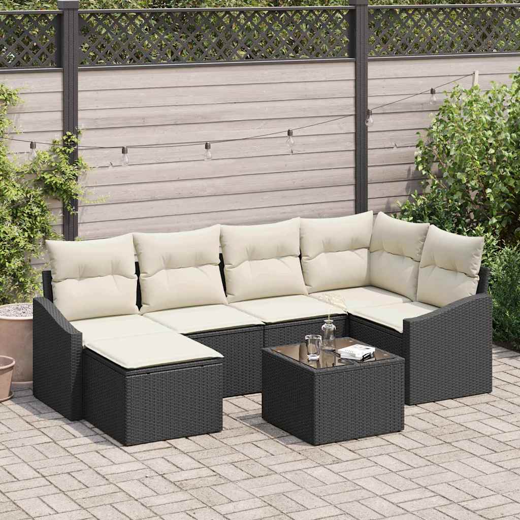 Garten Essgruppe mit Kissen mit Speicher 7 pcs Braun und Creme