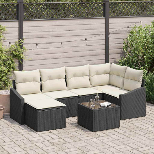 Garten Essgruppe mit Kissen mit Speicher 7 pcs Braun und Creme