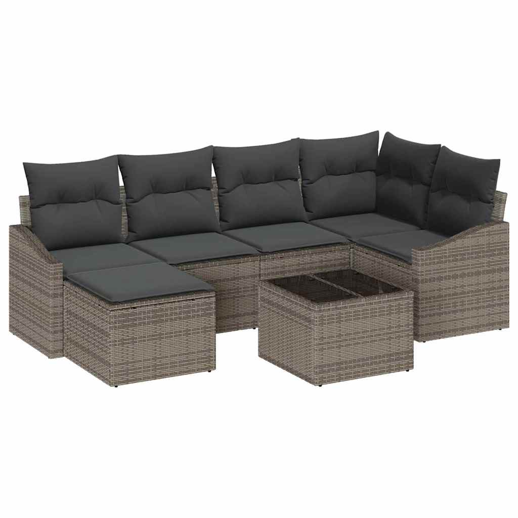 Garten Essgruppe mit Kissen mit Speicher 7 pcs Hellgrau