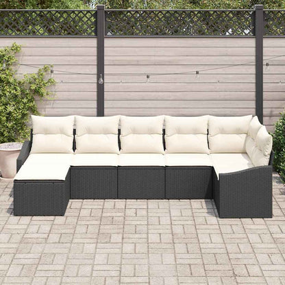 Garten Essgruppe mit Kissen 7 pcs Schwarz und Creme