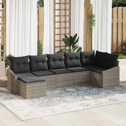 Garten Essgruppe mit Kissen mit Speicher 7 pcs Hellgrau