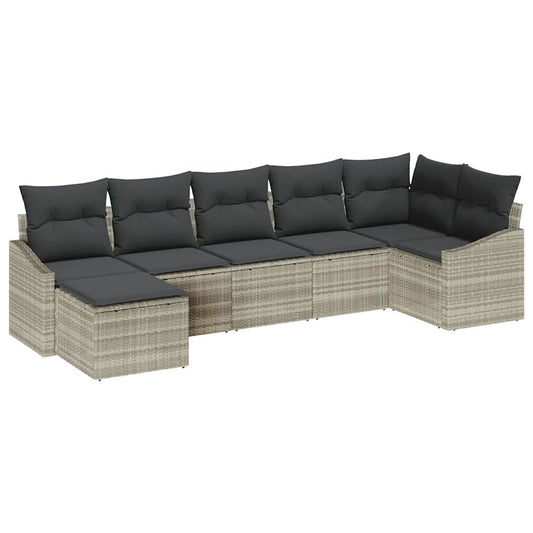 Garten Essgruppe mit Kissen mit Speicher 7 pcs Hellgrau