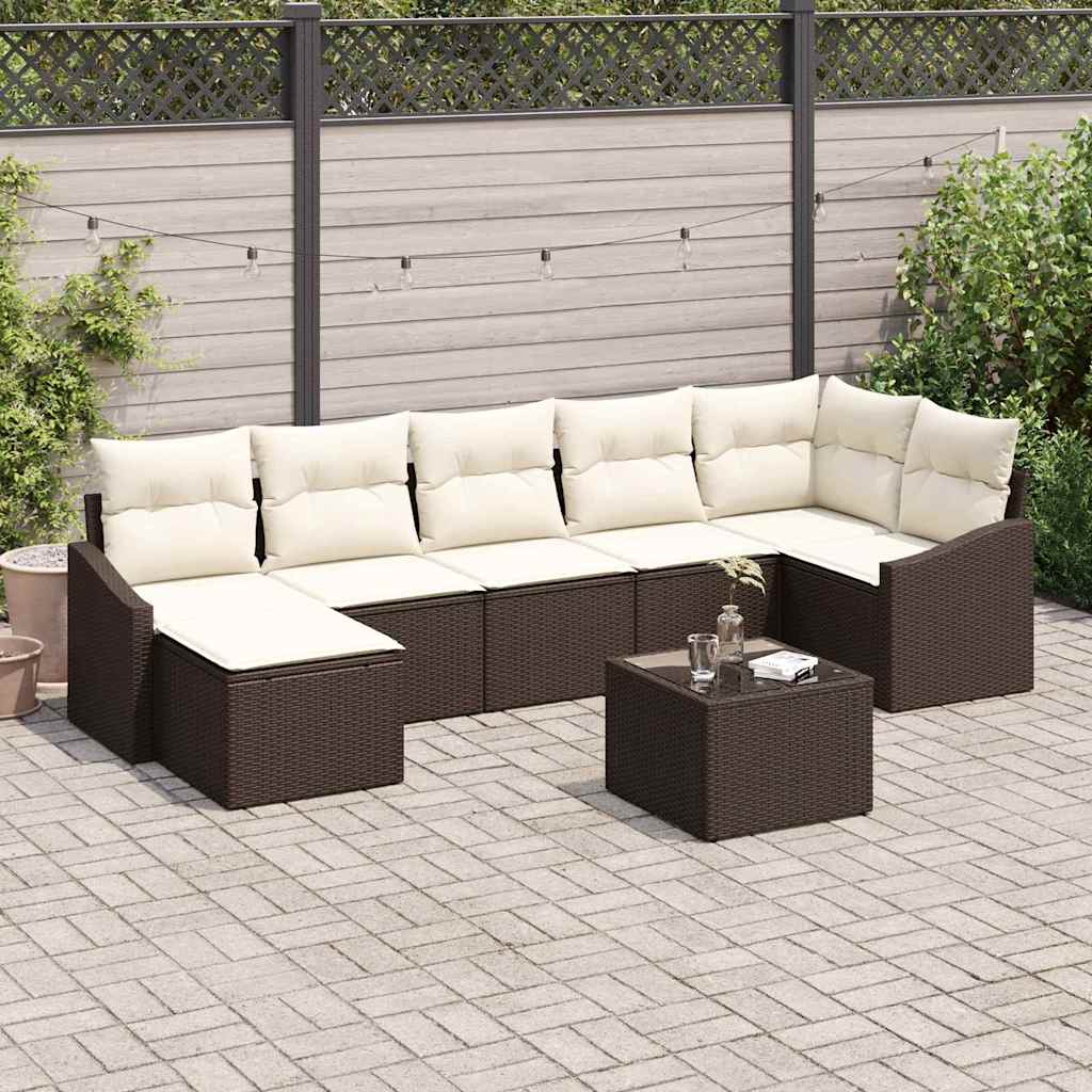 Garten Essgruppe mit Kissen mit Speicher 8 pcs Braun und Creme