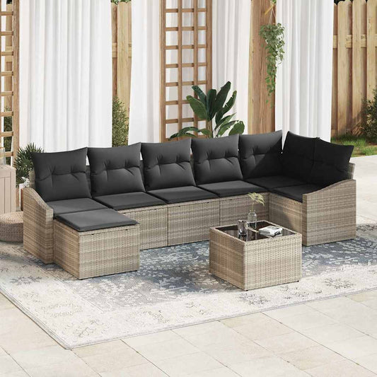 Garten Essgruppe mit Kissen mit Speicher 8 pcs Hellgrau