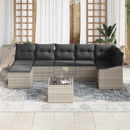 Garten Essgruppe mit Kissen mit Speicher 8 pcs Hellgrau