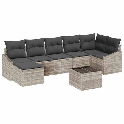 Garten Essgruppe mit Kissen mit Speicher 8 pcs Hellgrau